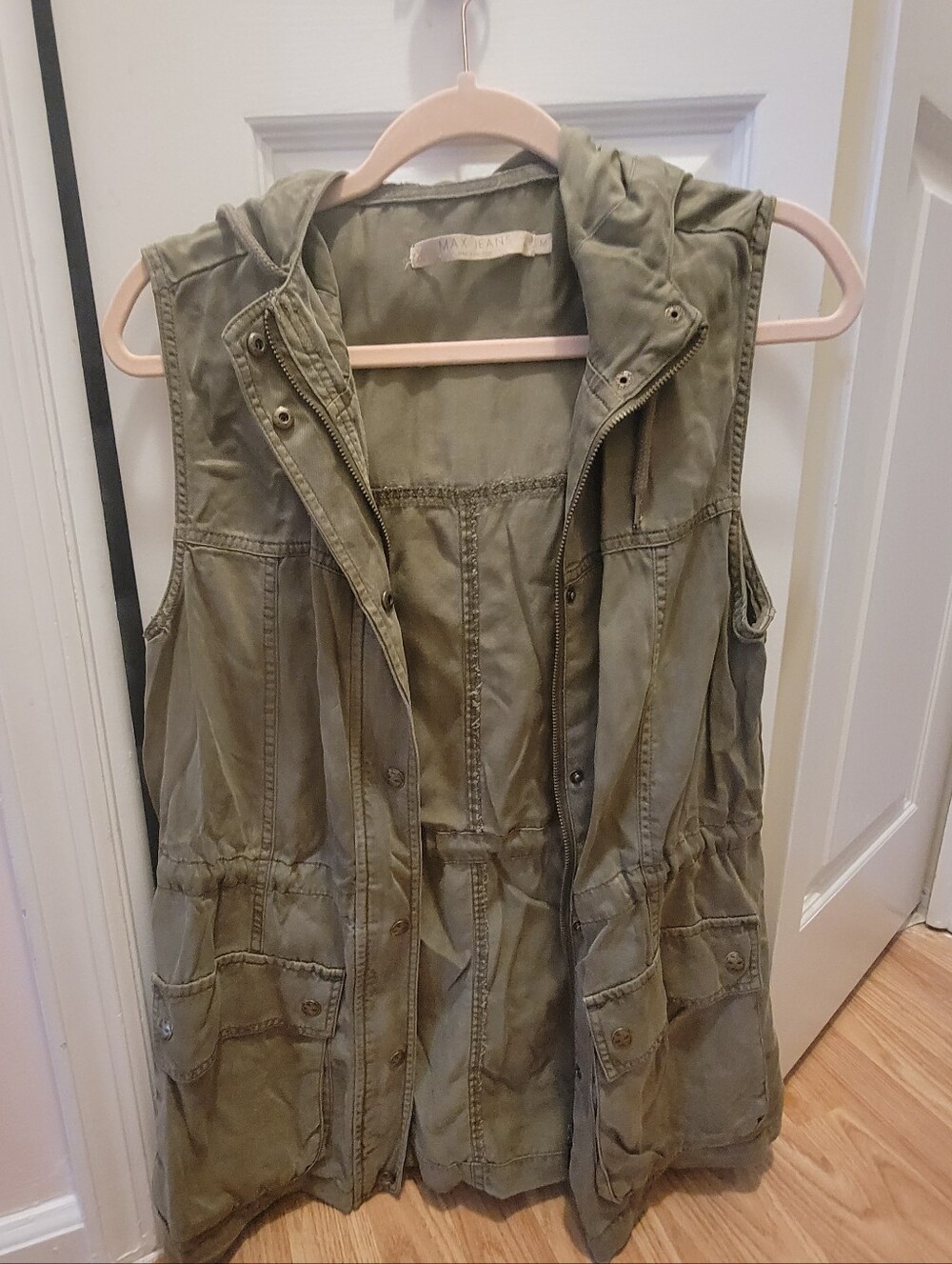 Max Jeans Olive Green Hooded Vest